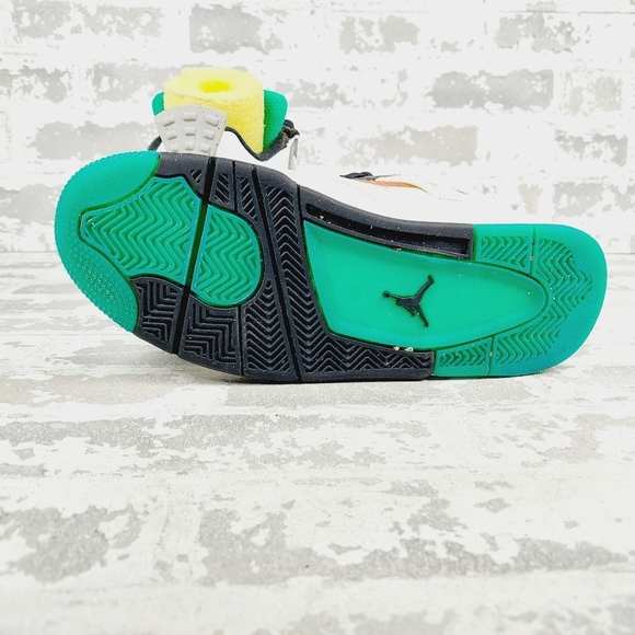 Air Jordan 4 Retro Rasta White Lucid Green Logo Lace Up Athletic Sneakers E344 - Picture 8 of 13